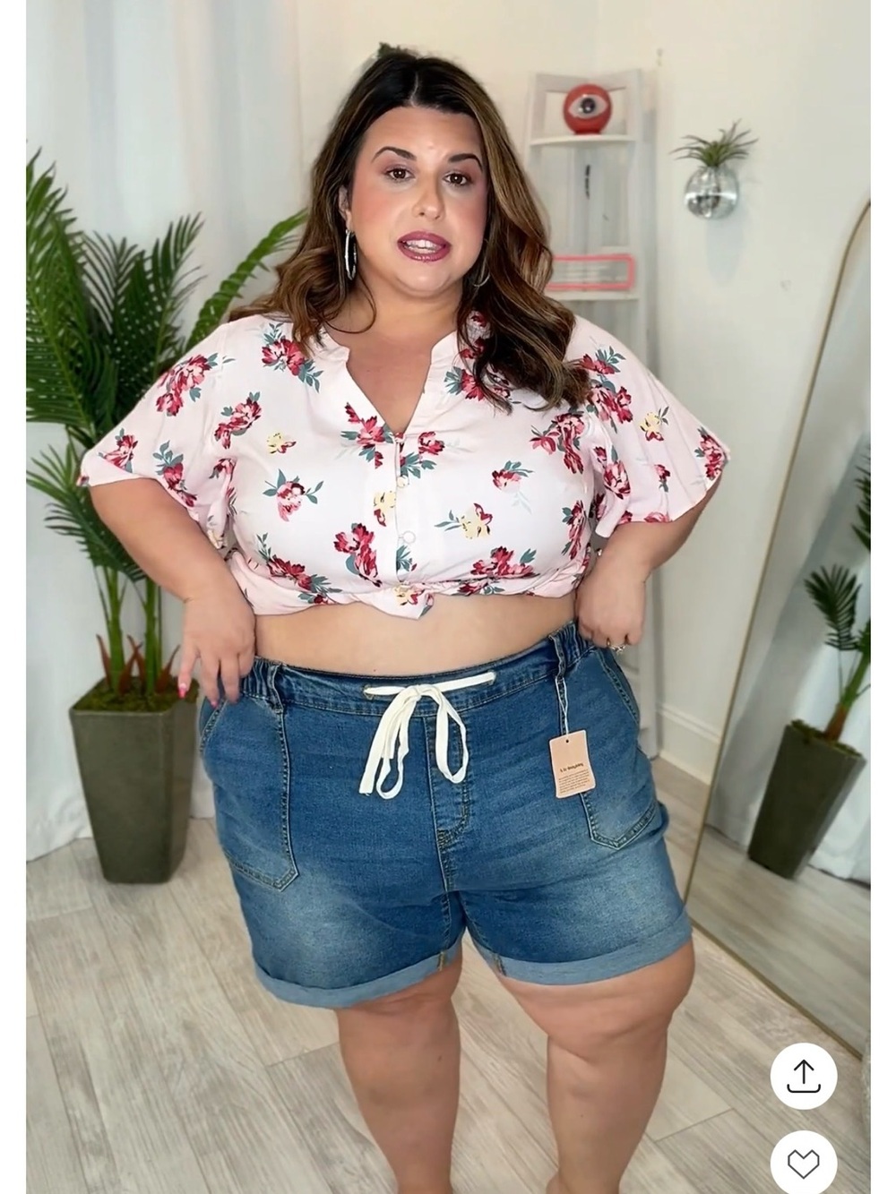 BloomChic Light Blue Denim Elastic-Waist Jean Shorts